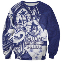Guam Chief Quipuha Sweatshirt Polynesian Pattern With Guasali Flowers LT05 Unisex Navy - Polynesian Pride