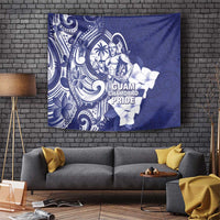 Guam Chief Quipuha Tapestry Polynesian Pattern With Guasali Flowers LT05 Navy - Polynesian Pride