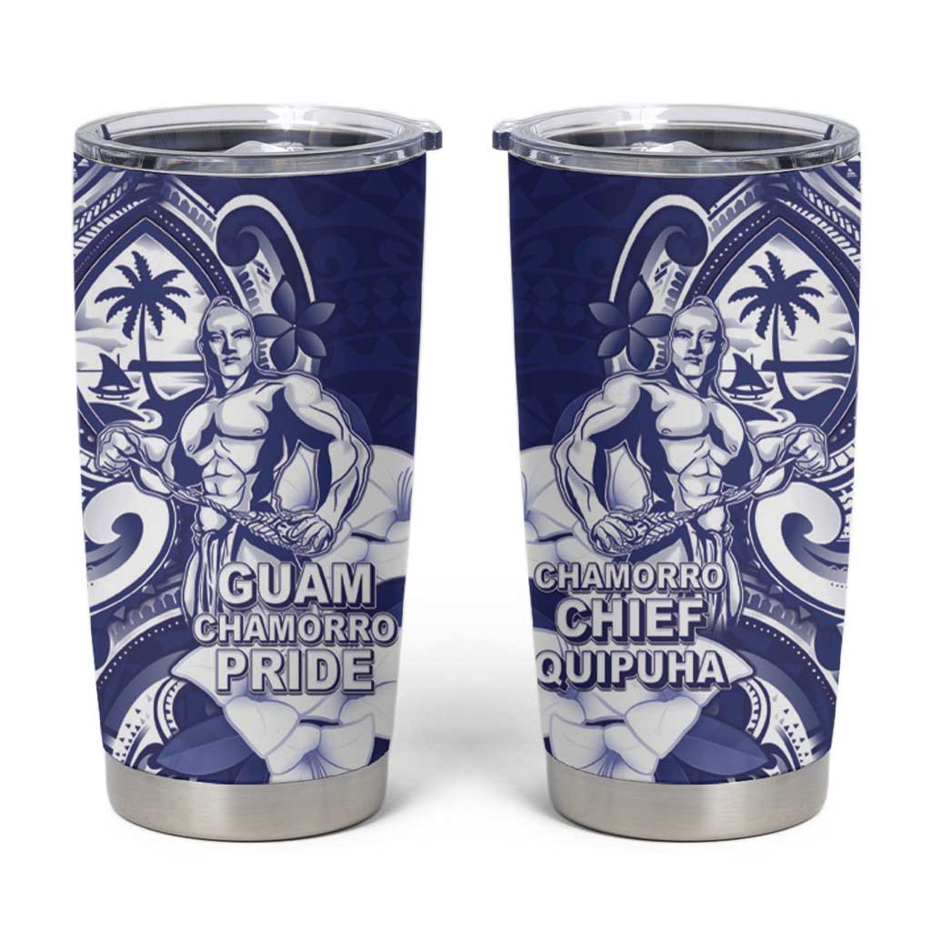 Guam Chief Quipuha Tumbler Cup Polynesian Pattern With Guasali Flowers LT05 Navy - Polynesian Pride