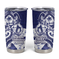 Guam Chief Quipuha Tumbler Cup Polynesian Pattern With Guasali Flowers LT05 Navy - Polynesian Pride