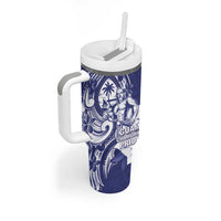 Guam Chief Quipuha Tumbler With Handle Polynesian Pattern With Guasali Flowers LT05 - Polynesian Pride