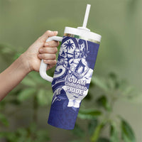 Guam Chief Quipuha Tumbler With Handle Polynesian Pattern With Guasali Flowers LT05 - Polynesian Pride