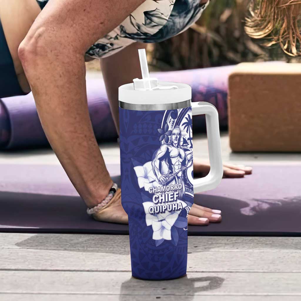 Guam Chief Quipuha Tumbler With Handle Polynesian Pattern With Guasali Flowers LT05 - Polynesian Pride