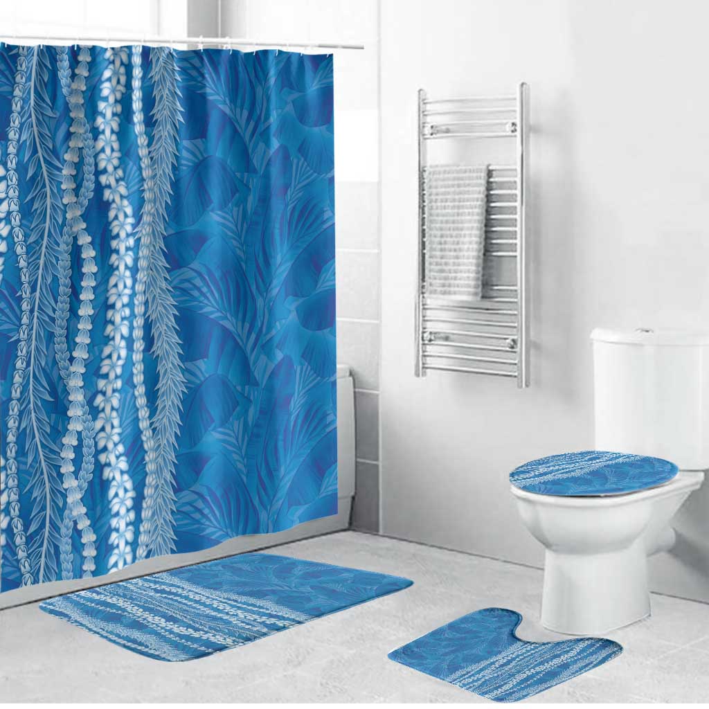 Hawaii Prince Kuhio Bathroom Set Blue Hawaiian Lau Maia With Leis LT05 Bathroom Set (4 pcs) Blue - Polynesian Pride