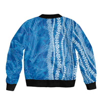 Hawaii Prince Kuhio Bomber Jacket Blue Hawaiian Lau Maia With Leis LT05 - Polynesian Pride