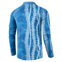 Hawaii Prince Kuhio Button Sweatshirt Blue Hawaiian Lau Maia With Leis LT05 - Polynesian Pride