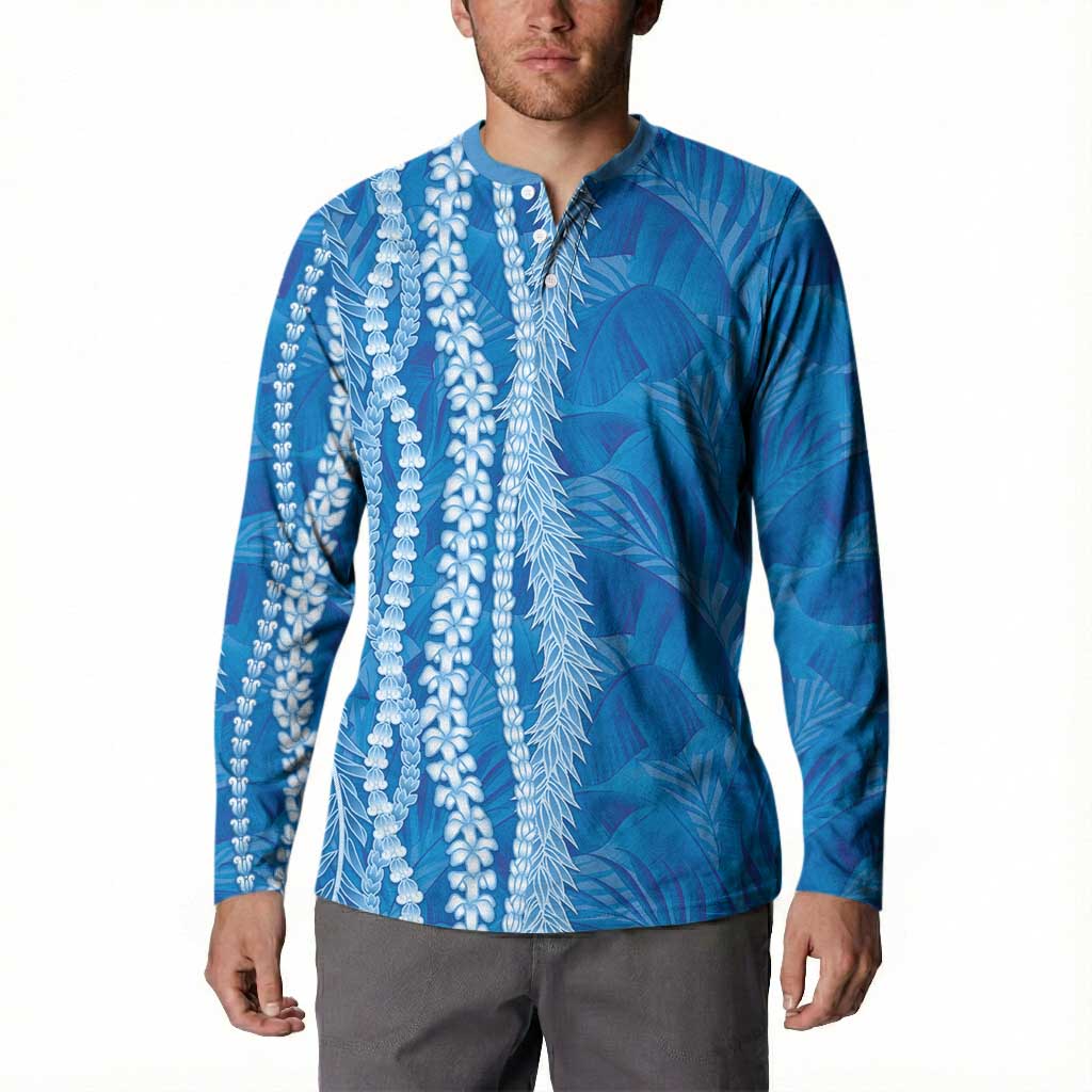 Hawaii Prince Kuhio Button Sweatshirt Blue Hawaiian Lau Maia With Leis LT05 - Polynesian Pride