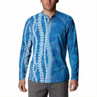 Hawaii Prince Kuhio Button Sweatshirt Blue Hawaiian Lau Maia With Leis LT05 - Polynesian Pride