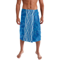 Hawaii Prince Kuhio Lavalava Blue Hawaiian Lau Maia With Leis LT05 Blue - Polynesian Pride