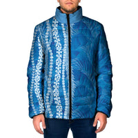 Hawaii Prince Kuhio Padded Jacket Blue Hawaiian Lau Maia With Leis LT05 Men Blue - Polynesian Pride
