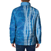 Hawaii Prince Kuhio Padded Jacket Blue Hawaiian Lau Maia With Leis LT05 - Polynesian Pride