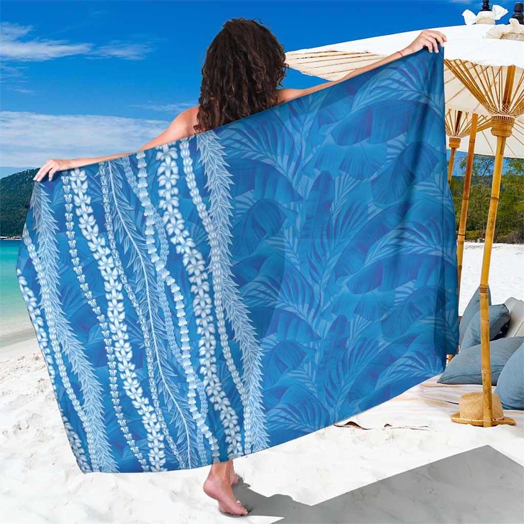 Hawaii Prince Kuhio Sarong Blue Hawaiian Lau Maia With Leis LT05 One Size 44 x 66 inches Blue - Polynesian Pride