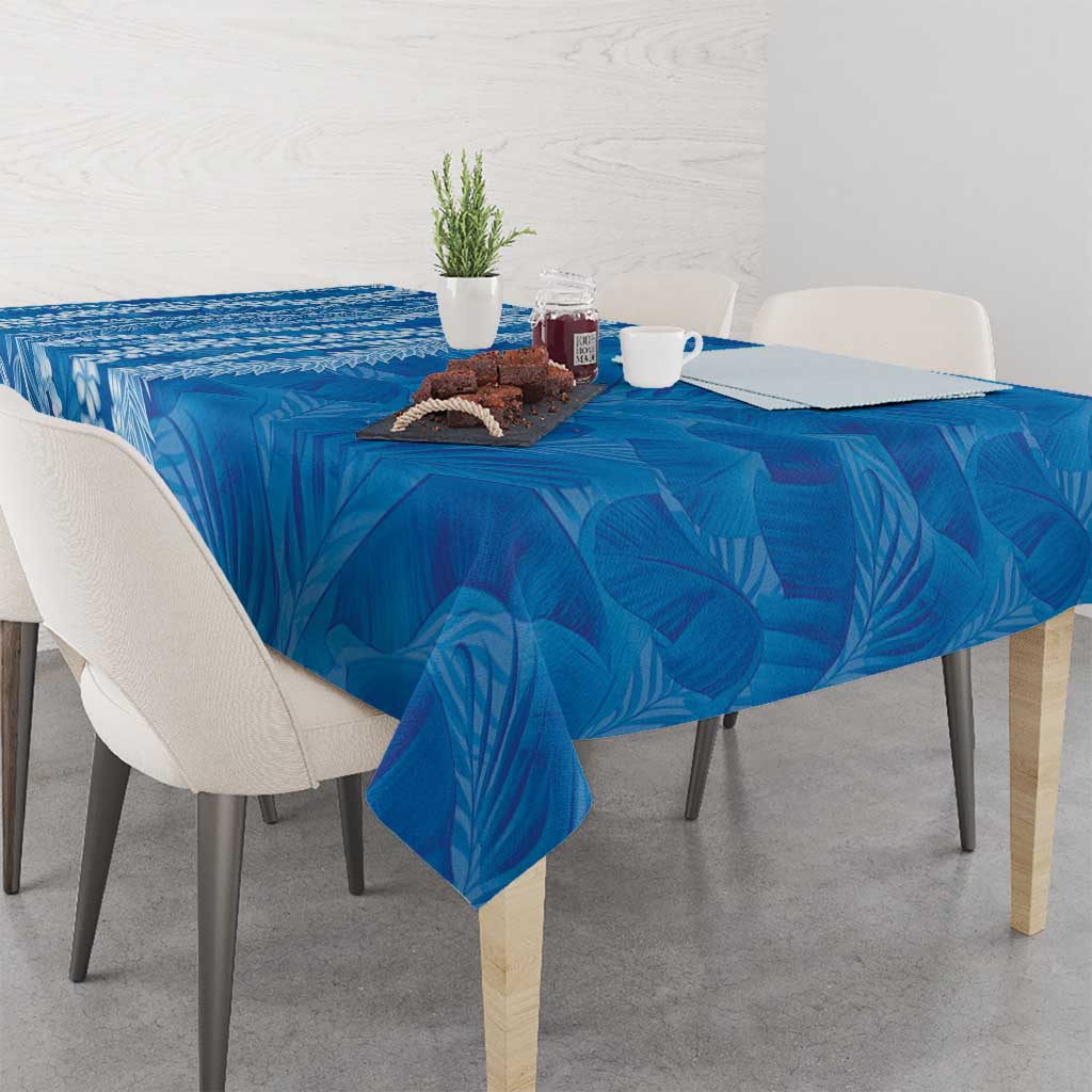 Hawaii Prince Kuhio Tablecloth Blue Hawaiian Lau Maia With Leis LT05 - Polynesian Pride
