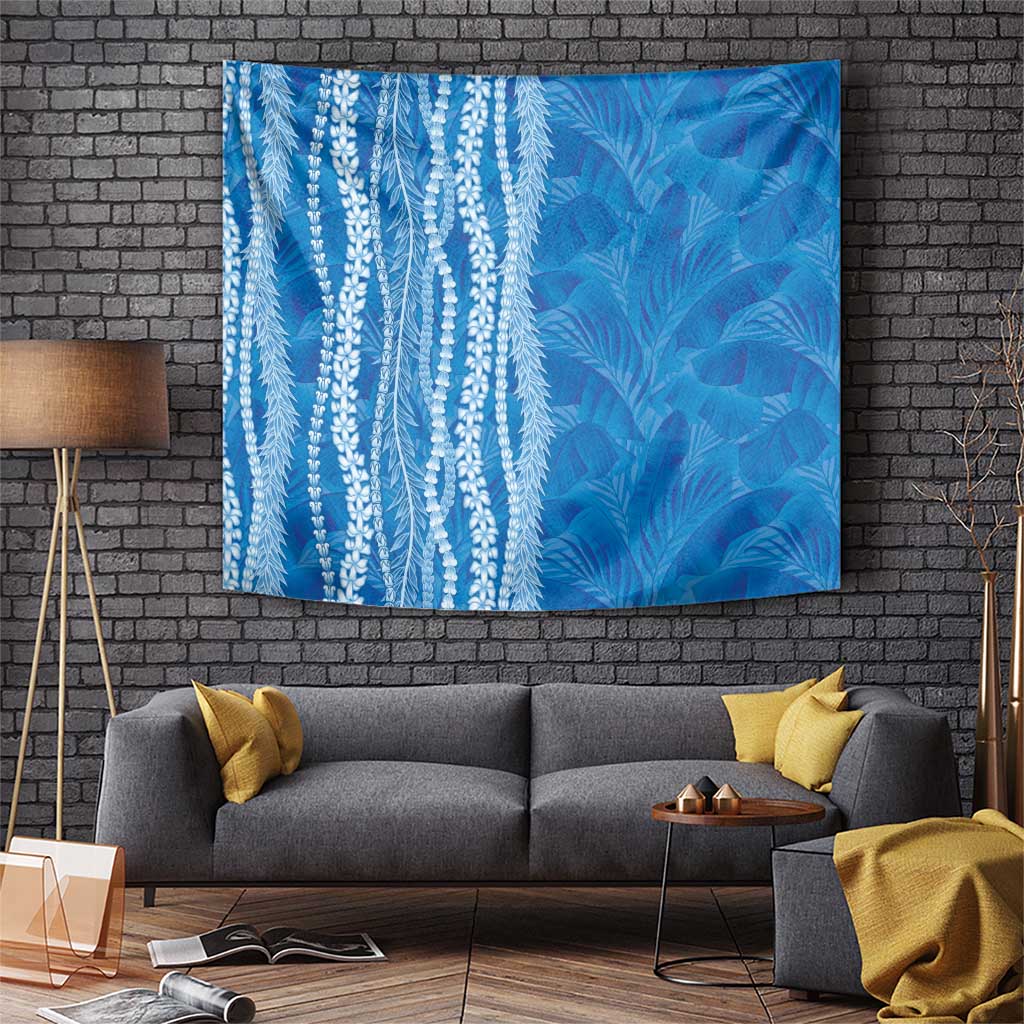 Hawaii Prince Kuhio Tapestry Blue Hawaiian Lau Maia With Leis LT05 Blue - Polynesian Pride