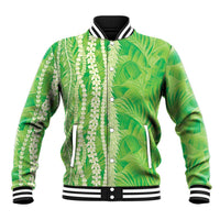 Hawaii Prince Kuhio Baseball Jacket Lime Green Hawaiian Lau Maia With Leis LT05 Unisex Green - Polynesian Pride