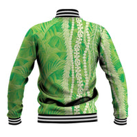 Hawaii Prince Kuhio Baseball Jacket Lime Green Hawaiian Lau Maia With Leis LT05 - Polynesian Pride