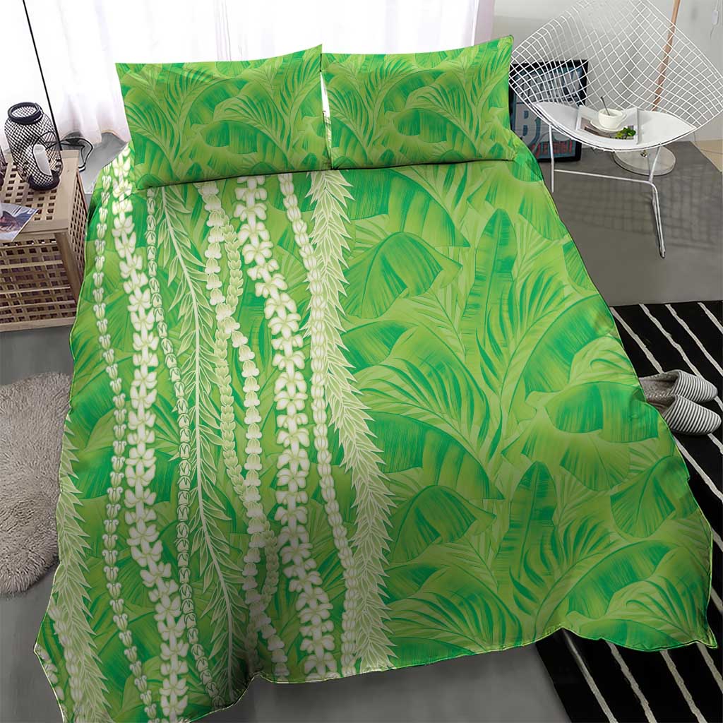 Hawaii Prince Kuhio Bedding Set Lime Green Hawaiian Lau Maia With Leis LT05 - Polynesian Pride