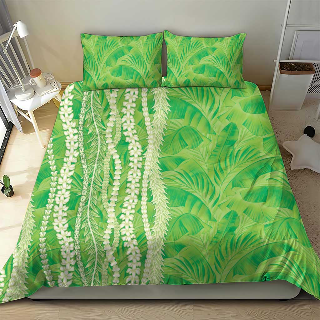 Hawaii Prince Kuhio Bedding Set Lime Green Hawaiian Lau Maia With Leis LT05 - Polynesian Pride
