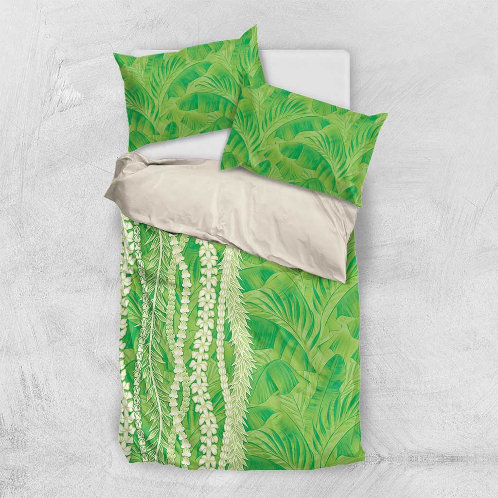 Hawaii Prince Kuhio Bedding Set Lime Green Hawaiian Lau Maia With Leis LT05 US Twin 172cm x 218cm Green - Polynesian Pride