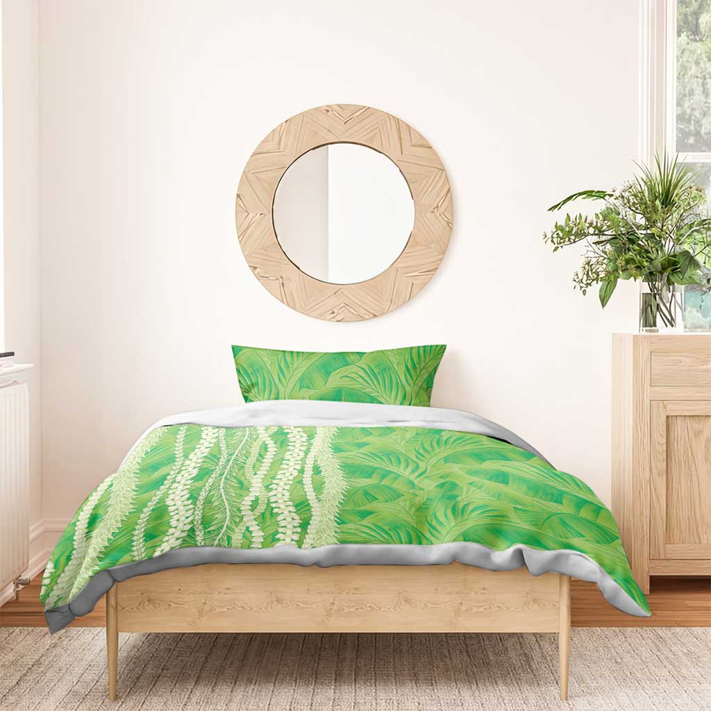 Hawaii Prince Kuhio Bedding Set Lime Green Hawaiian Lau Maia With Leis LT05 - Polynesian Pride