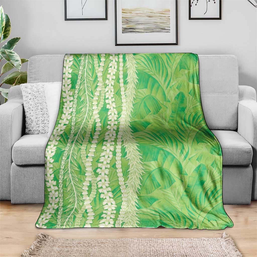 Hawaii Prince Kuhio Blanket Lime Green Hawaiian Lau Maia With Leis LT05 - Polynesian Pride