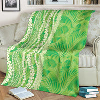 Hawaii Prince Kuhio Blanket Lime Green Hawaiian Lau Maia With Leis LT05 - Polynesian Pride