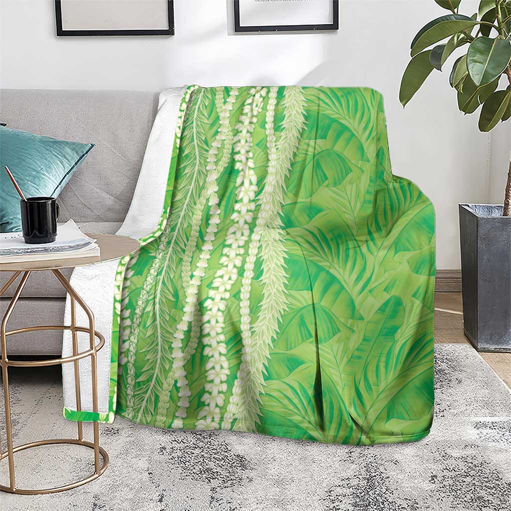 Hawaii Prince Kuhio Blanket Lime Green Hawaiian Lau Maia With Leis LT05 - Polynesian Pride