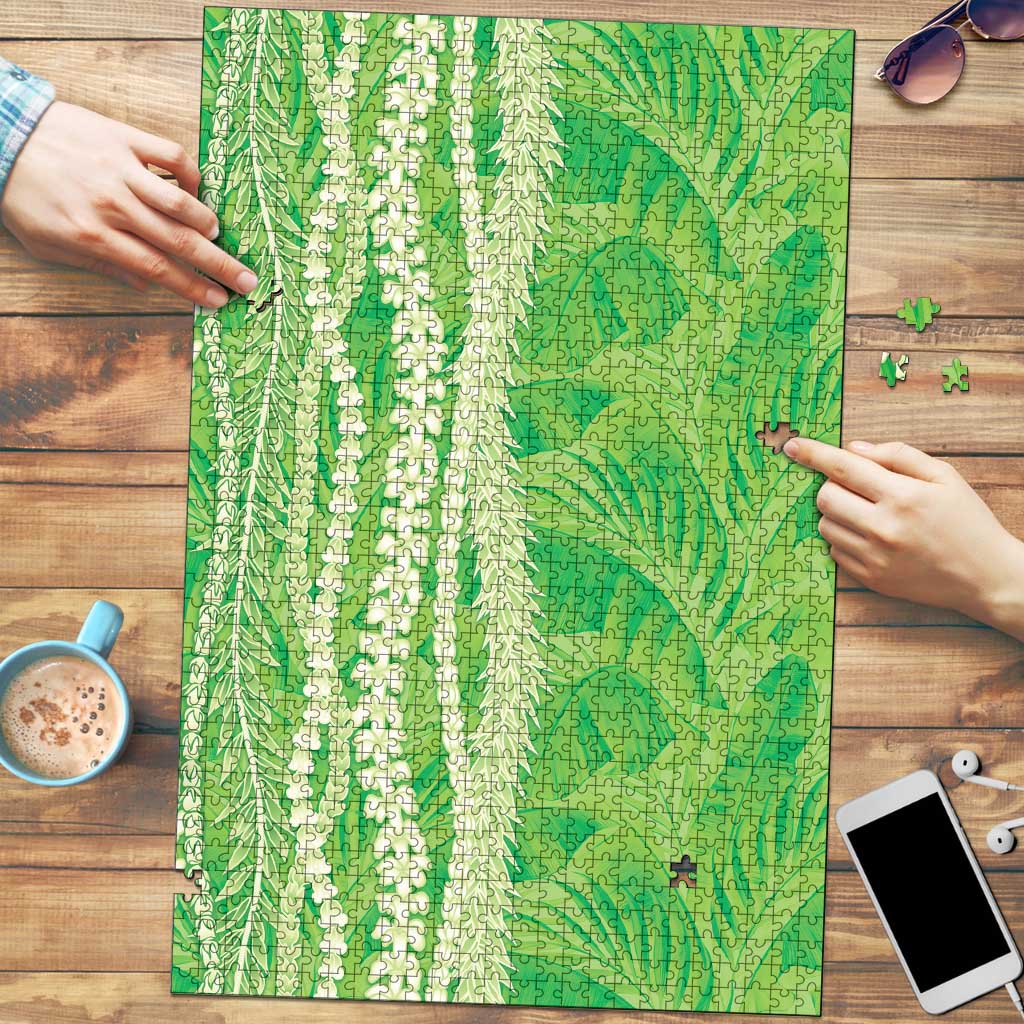 Hawaii Prince Kuhio Puzzle Lime Green Hawaiian Lau Maia With Leis LT05 Green - Polynesian Pride