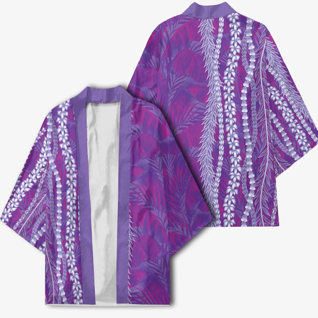 Hawaii Prince Kuhio Kimono Violet Hawaiian Lau Maia With Leis LT05 - Polynesian Pride