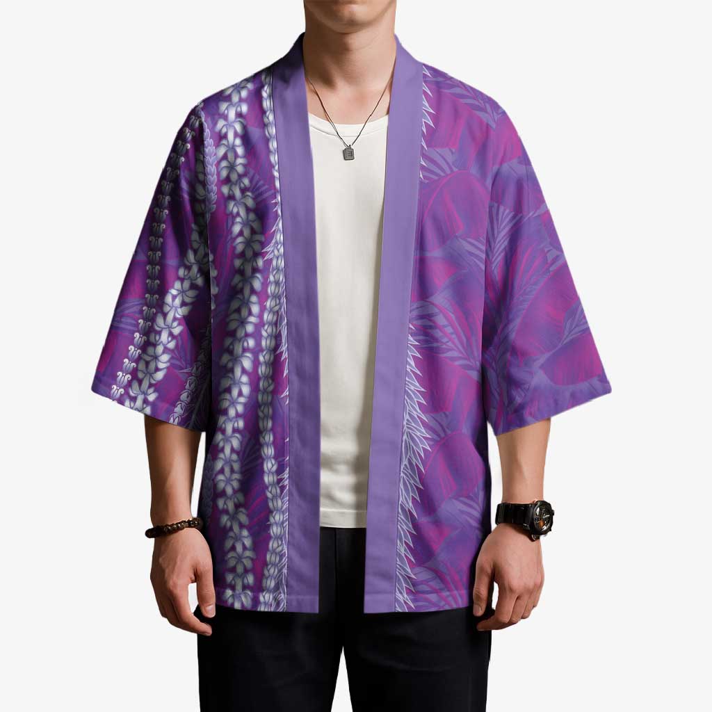 Hawaii Prince Kuhio Kimono Violet Hawaiian Lau Maia With Leis LT05 - Polynesian Pride