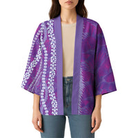 Hawaii Prince Kuhio Kimono Violet Hawaiian Lau Maia With Leis LT05 - Polynesian Pride