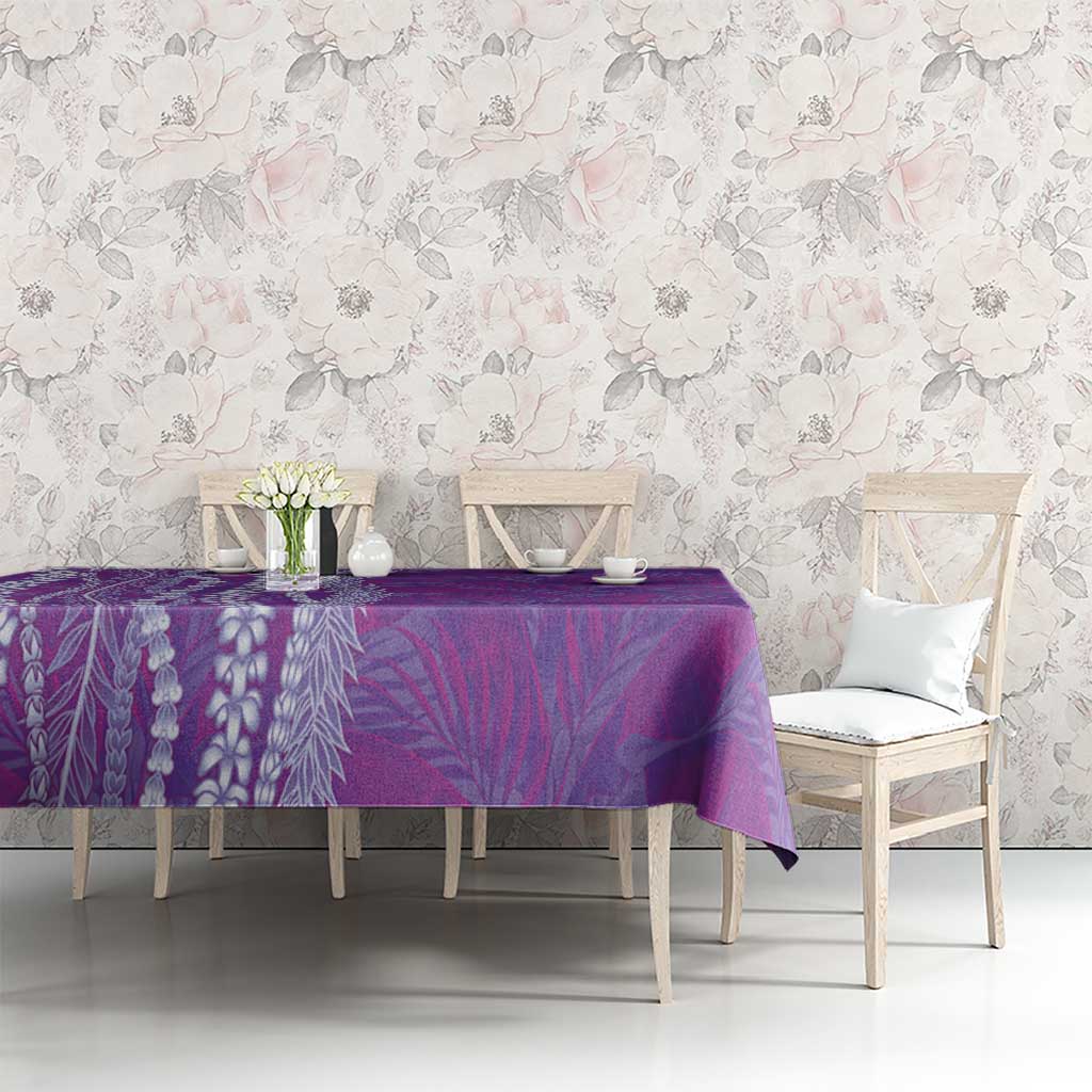 Hawaii Prince Kuhio Tablecloth Violet Hawaiian Lau Maia With Leis LT05 - Polynesian Pride