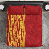 Hawaii Prince Kuhio Bedding Set Red Hawaiian Lau Maia With Leis LT05 Red - Polynesian Pride
