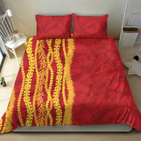 Hawaii Prince Kuhio Bedding Set Red Hawaiian Lau Maia With Leis LT05 - Polynesian Pride