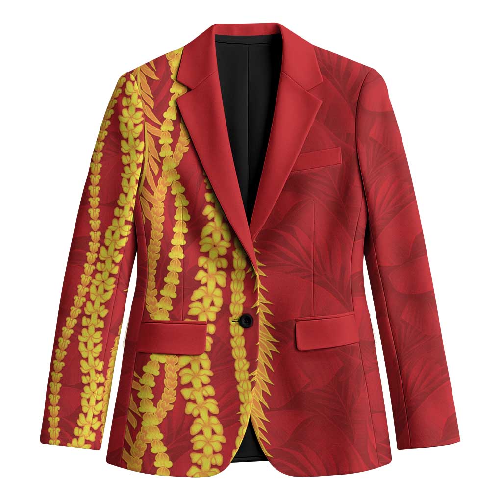 Hawaii Prince Kuhio Blazer Red Hawaiian Lau Maia With Leis LT05 Unisex Red - Polynesian Pride