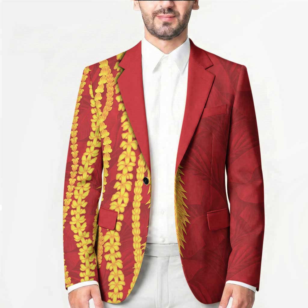 Hawaii Prince Kuhio Blazer Red Hawaiian Lau Maia With Leis LT05 - Polynesian Pride
