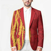 Hawaii Prince Kuhio Blazer Red Hawaiian Lau Maia With Leis LT05 - Polynesian Pride
