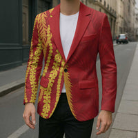 Hawaii Prince Kuhio Blazer Red Hawaiian Lau Maia With Leis LT05 - Polynesian Pride