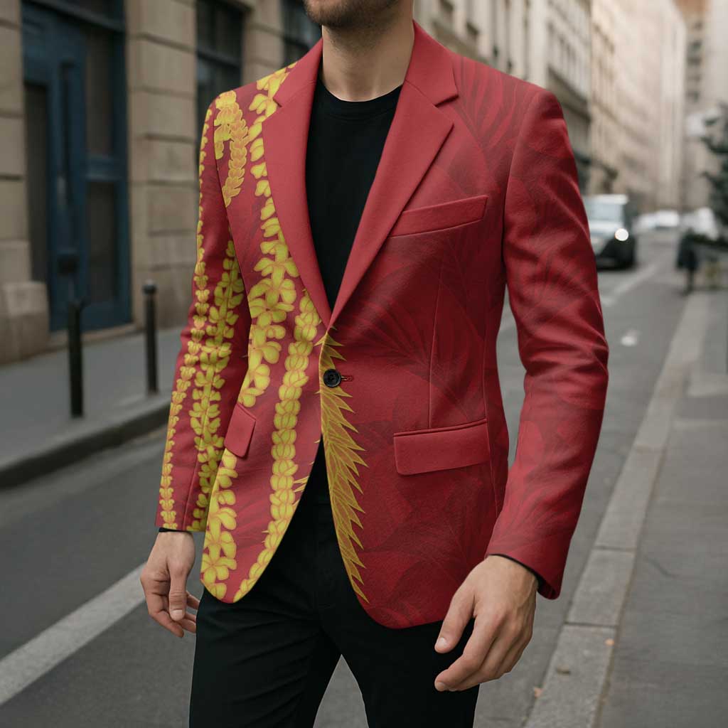 Hawaii Prince Kuhio Blazer Red Hawaiian Lau Maia With Leis LT05 - Polynesian Pride