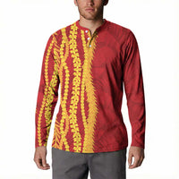 Hawaii Prince Kuhio Button Sweatshirt Red Hawaiian Lau Maia With Leis LT05 - Polynesian Pride