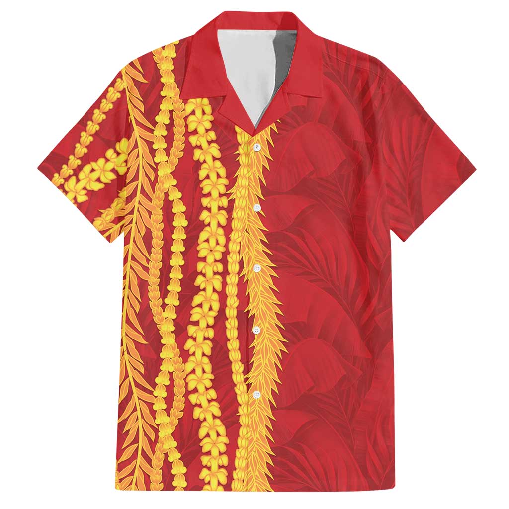 Hawaii Prince Kuhio Hawaiian Shirt Red Hawaiian Lau Maia With Leis LT05 Red - Polynesian Pride