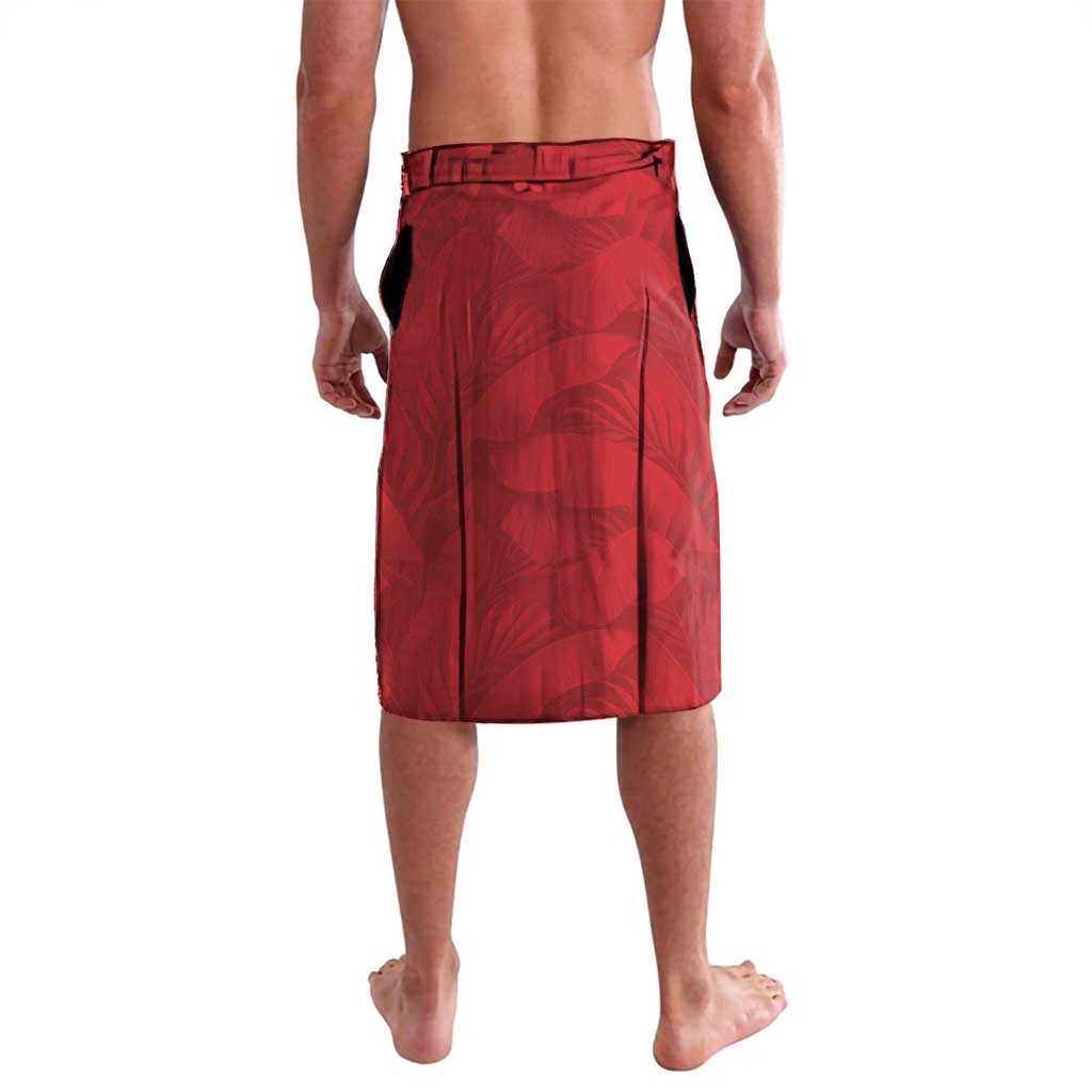 Hawaii Prince Kuhio Lavalava Red Hawaiian Lau Maia With Leis LT05 - Polynesian Pride