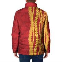 Hawaii Prince Kuhio Padded Jacket Red Hawaiian Lau Maia With Leis LT05 - Polynesian Pride
