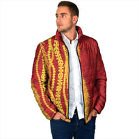 Hawaii Prince Kuhio Padded Jacket Red Hawaiian Lau Maia With Leis LT05 - Polynesian Pride