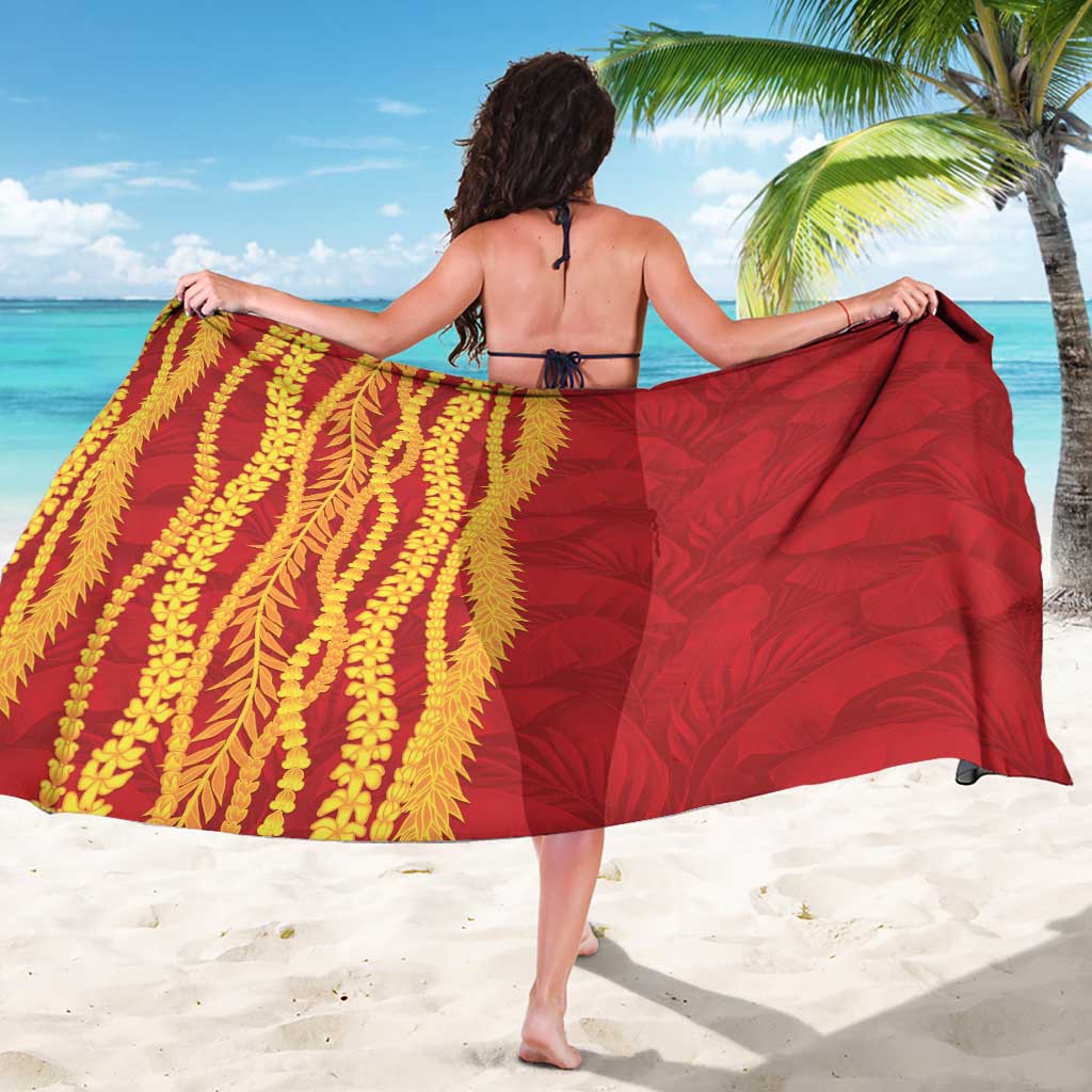 Hawaii Prince Kuhio Sarong Red Hawaiian Lau Maia With Leis LT05 - Polynesian Pride