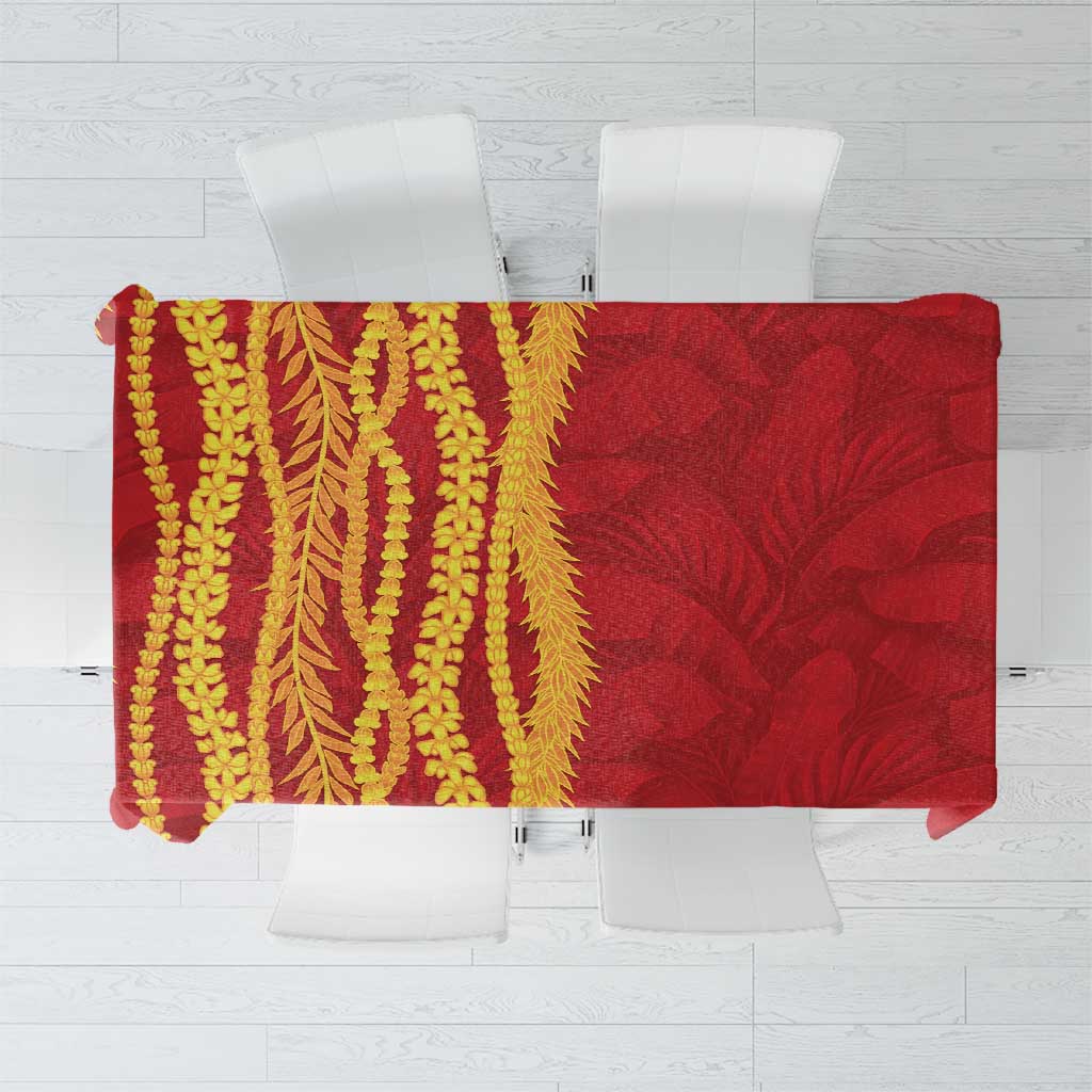 Hawaii Prince Kuhio Tablecloth Red Hawaiian Lau Maia With Leis LT05 Red - Polynesian Pride