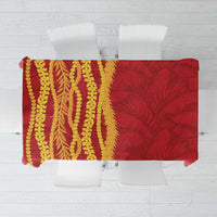 Hawaii Prince Kuhio Tablecloth Red Hawaiian Lau Maia With Leis LT05 Red - Polynesian Pride