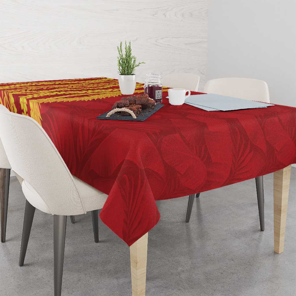 Hawaii Prince Kuhio Tablecloth Red Hawaiian Lau Maia With Leis LT05 - Polynesian Pride