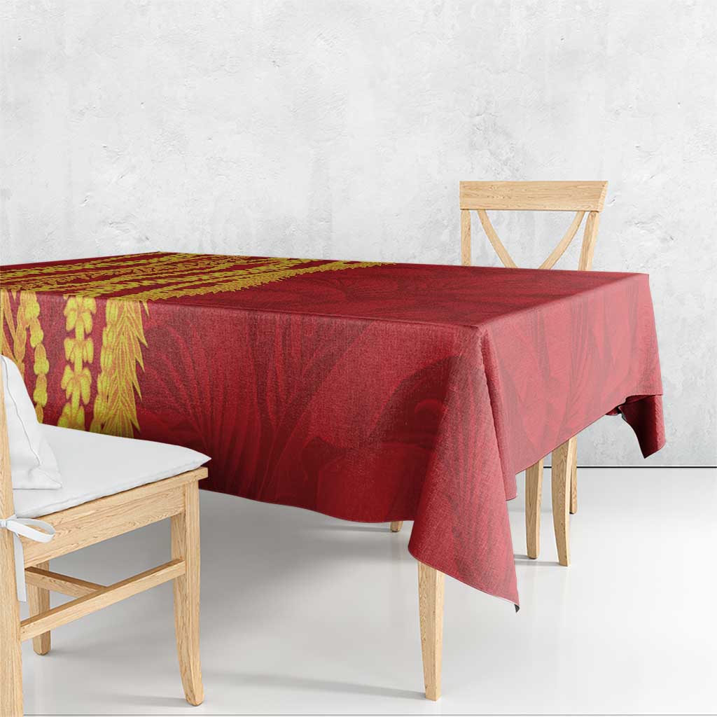 Hawaii Prince Kuhio Tablecloth Red Hawaiian Lau Maia With Leis LT05 - Polynesian Pride