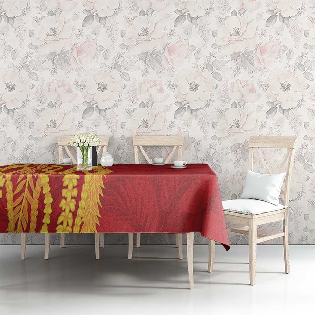 Hawaii Prince Kuhio Tablecloth Red Hawaiian Lau Maia With Leis LT05 - Polynesian Pride